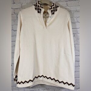 Gander Mountain Ivory Nordic Fair Isle Trim Aspen Gorpcore Cozy Sweater XL